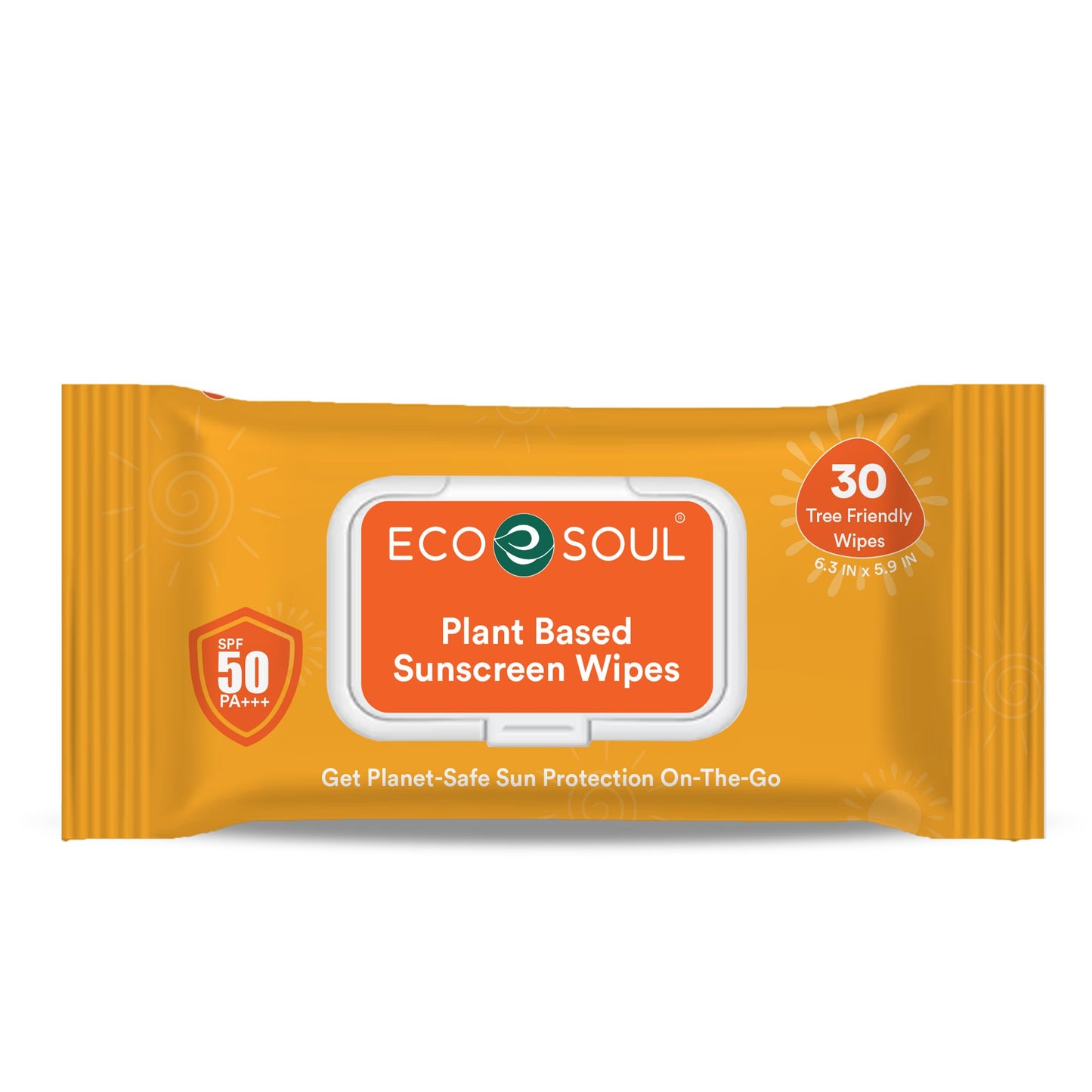 ECO SOUL Plant-Based Sunscreen Wipes SPF 50 PA+++ (30 Count, Pack of 1)