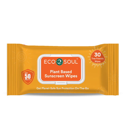ECO SOUL Plant-Based Sunscreen Wipes SPF 50 PA+++ (30 Count, Pack of 1)