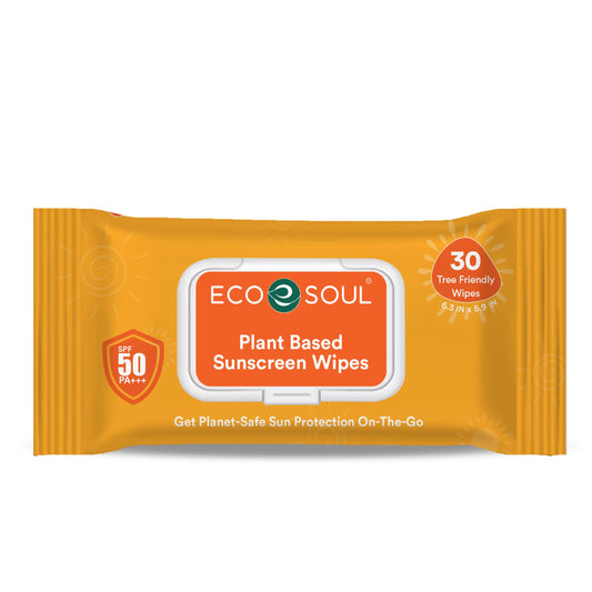 ECO SOUL Plant-Based Sunscreen Wipes SPF 50 PA+++ (30 Count, Pack of 1)