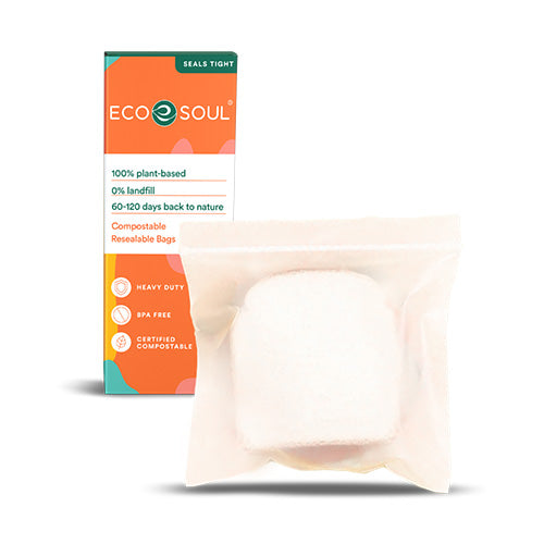 Eco Soul Compostable Sandwich Resealable Bags of Size 7.25" X 6"