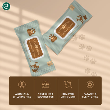 Pet Wipes for Dogs & Cats  with Aloe & Glycerin | Pack of 2 (200 Wipes)