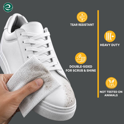 ECO SOUL Scrub & Shine Shoe Cleaning Wipes (50 Count, Pack of 2)